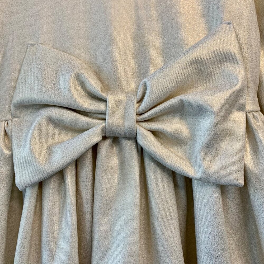 BARDOT JUNIOR Shimmer Party Dress Girls 6 NEW Big Bow Wool Blend Gold Cream NWT - Picture 4 of 9